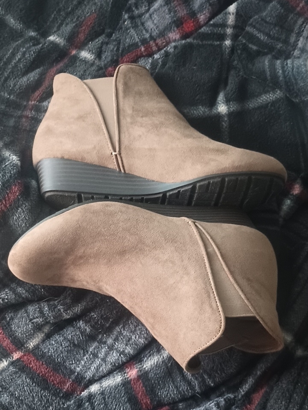 Mia Amore Taupe Suede Slip-On Ankle Booties - Picture 3 of 8